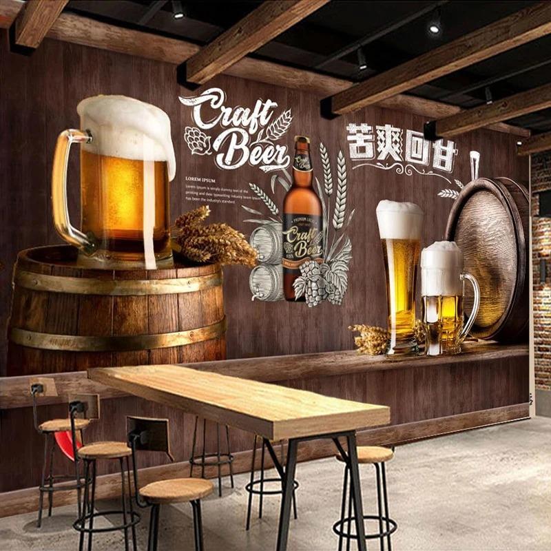 Photo Wallpaper Retro Nostalgic Beer Mural Restaurant Bar KTV Winery Wall Decor Painting Wall Paper Papel De Parede