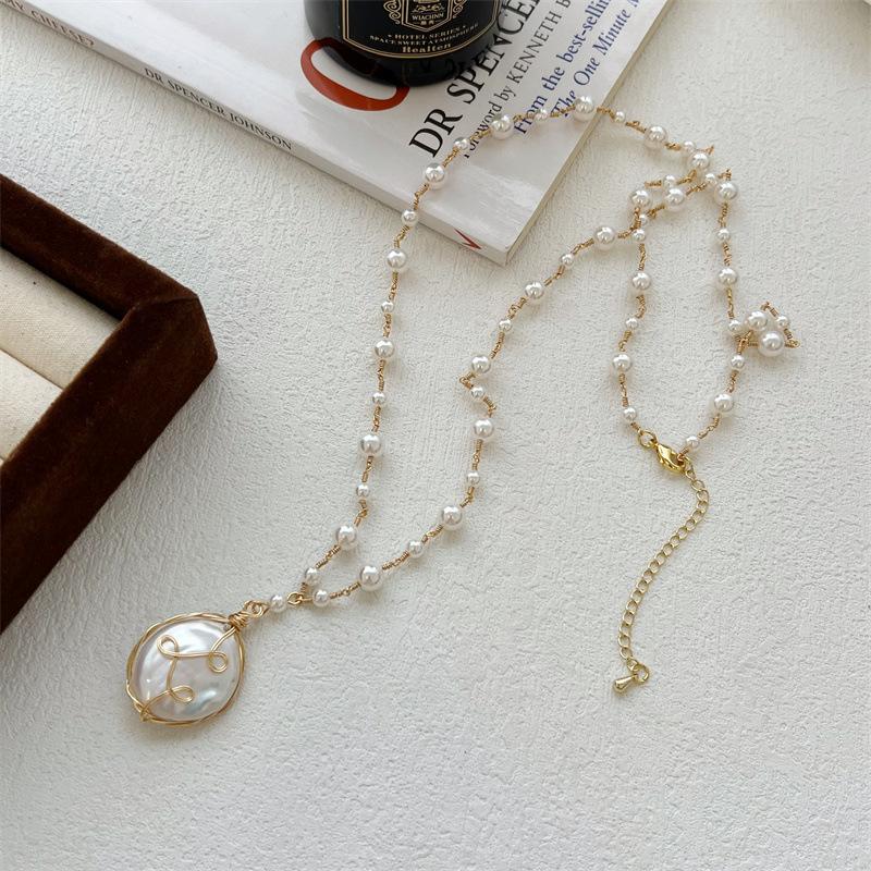 Natural Baroque Pearl Necklace for Women, Hand-woven Long Sweater Chain, Light Luxury and Popular Niche Long Accessories
