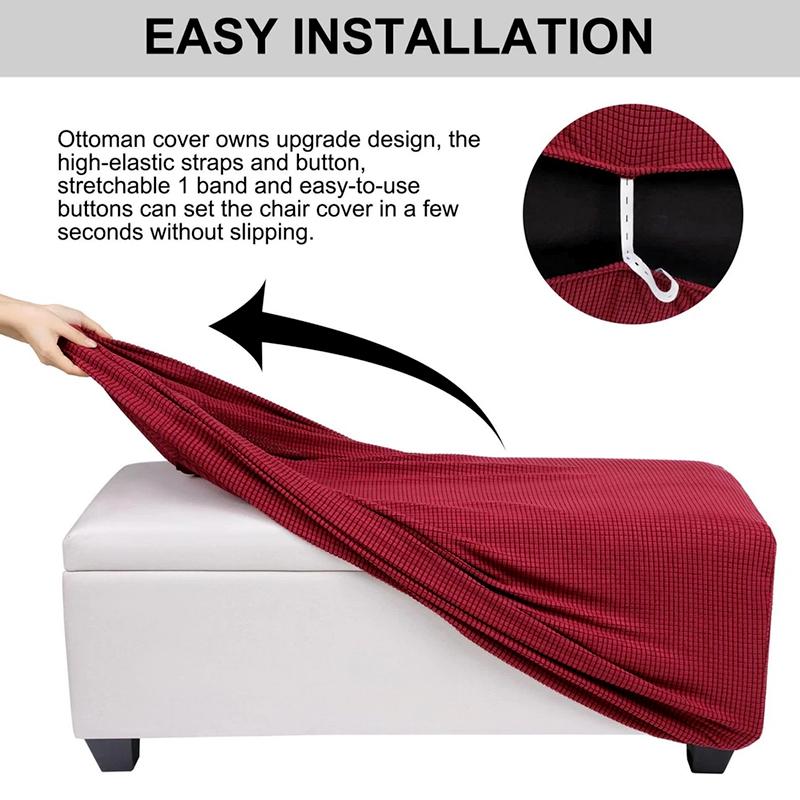 1 buc Husă Scaun Rectangulară Slipcover Mare Poliester Elastic Detașabilă Elastică Culoare Solidă Protector Taburet