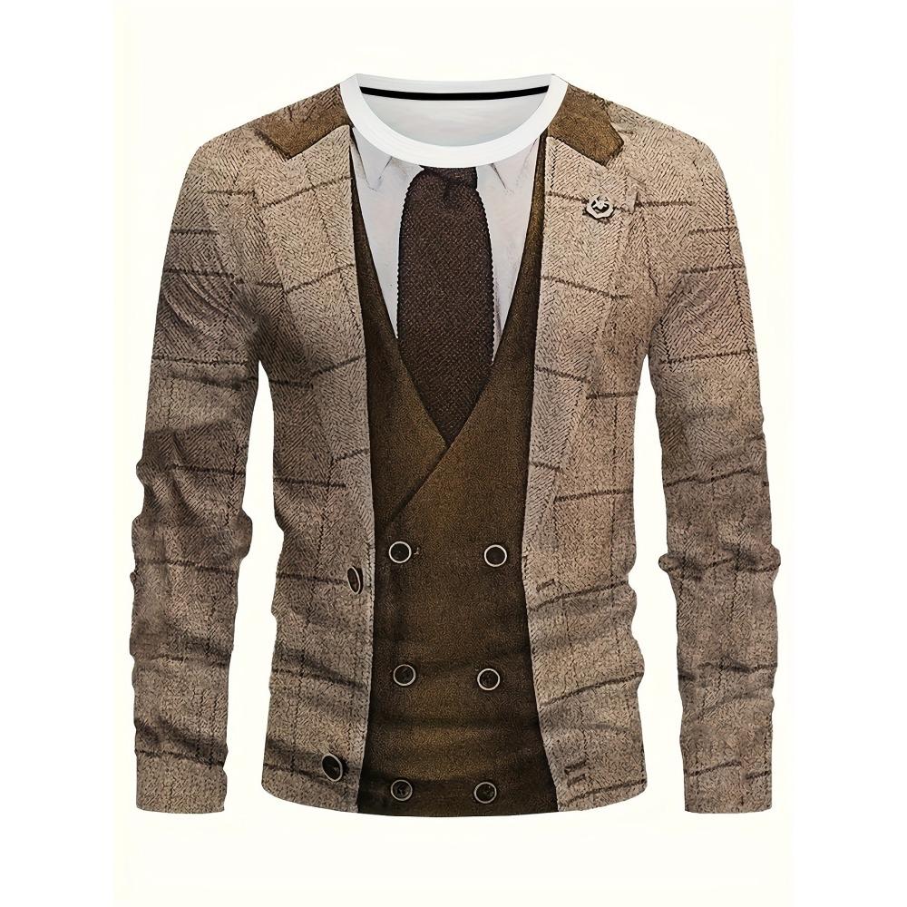 2025 New Autumn Men Round-neck Casual Streetwear Loose and Fashionable Sportswear Letter-patterned Creative Long-sleeved T-shirt