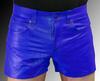 Men Sports Soft Lambskin Travel New Leather Buckle Closure Blue Short Pant Gym