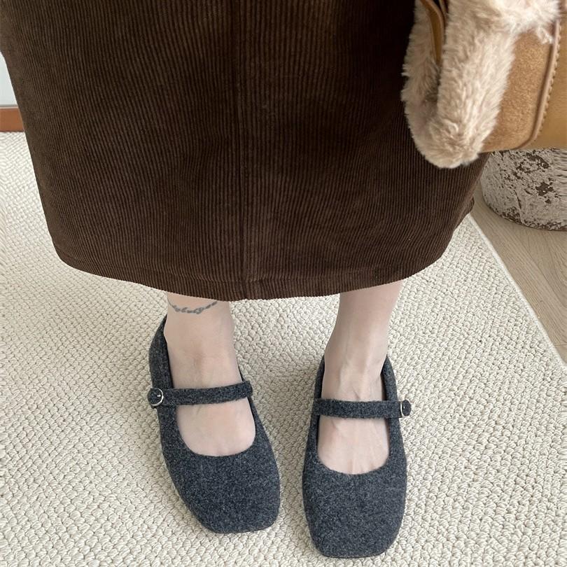 Flat-bottomed Korean Version of Mary Jane Single Shoes Women's Shoes 2025 New Autumn and Winter Black Gentle Versatile Plush Shoes