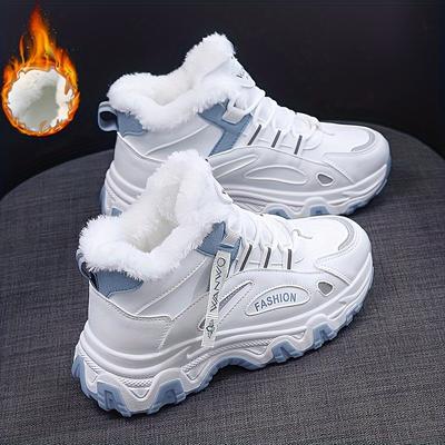 Winter Women's Shoes, Leather Surface And Velvet, Non-slip, Warm, Wear-resistant, Casual, All-match Fashion, Women's Sports Cotton Shoes