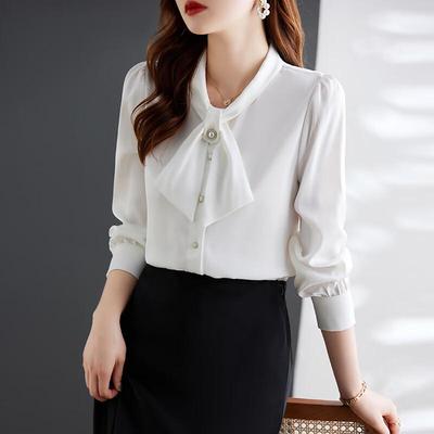 Damen Langarm-Bluse mit Schleife