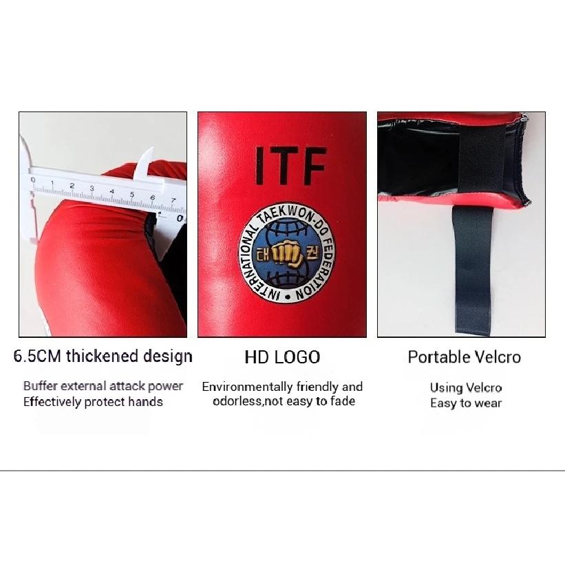 Taekwondo Red/Blue ITF Taekwondo PU Leather Gloves Foot Guard Ankle Gloves Martial Arts Karate Training Protector Equipment