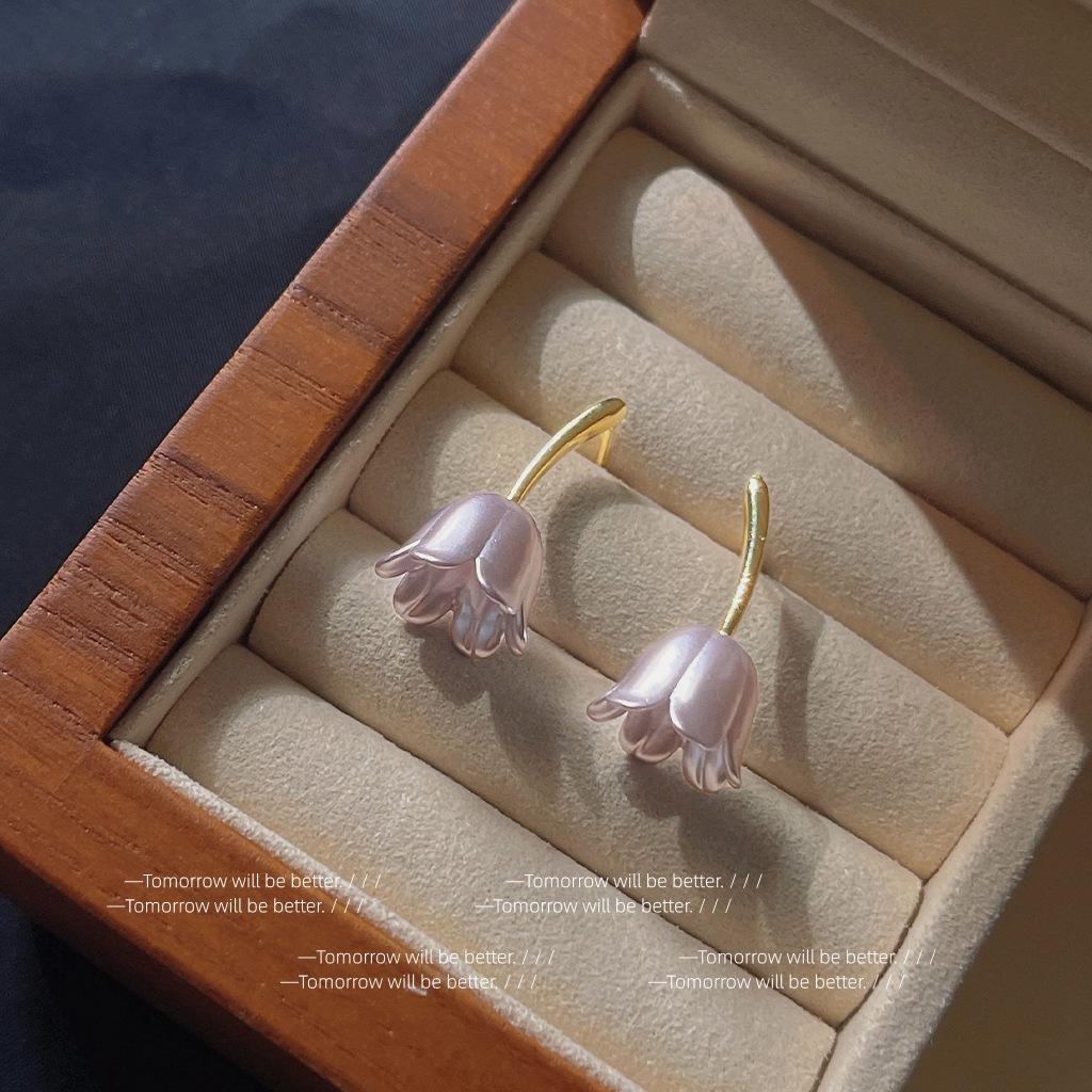 Элегантные серьги-цветы из серебра 925 пробы с дизайном «Тюльпан»