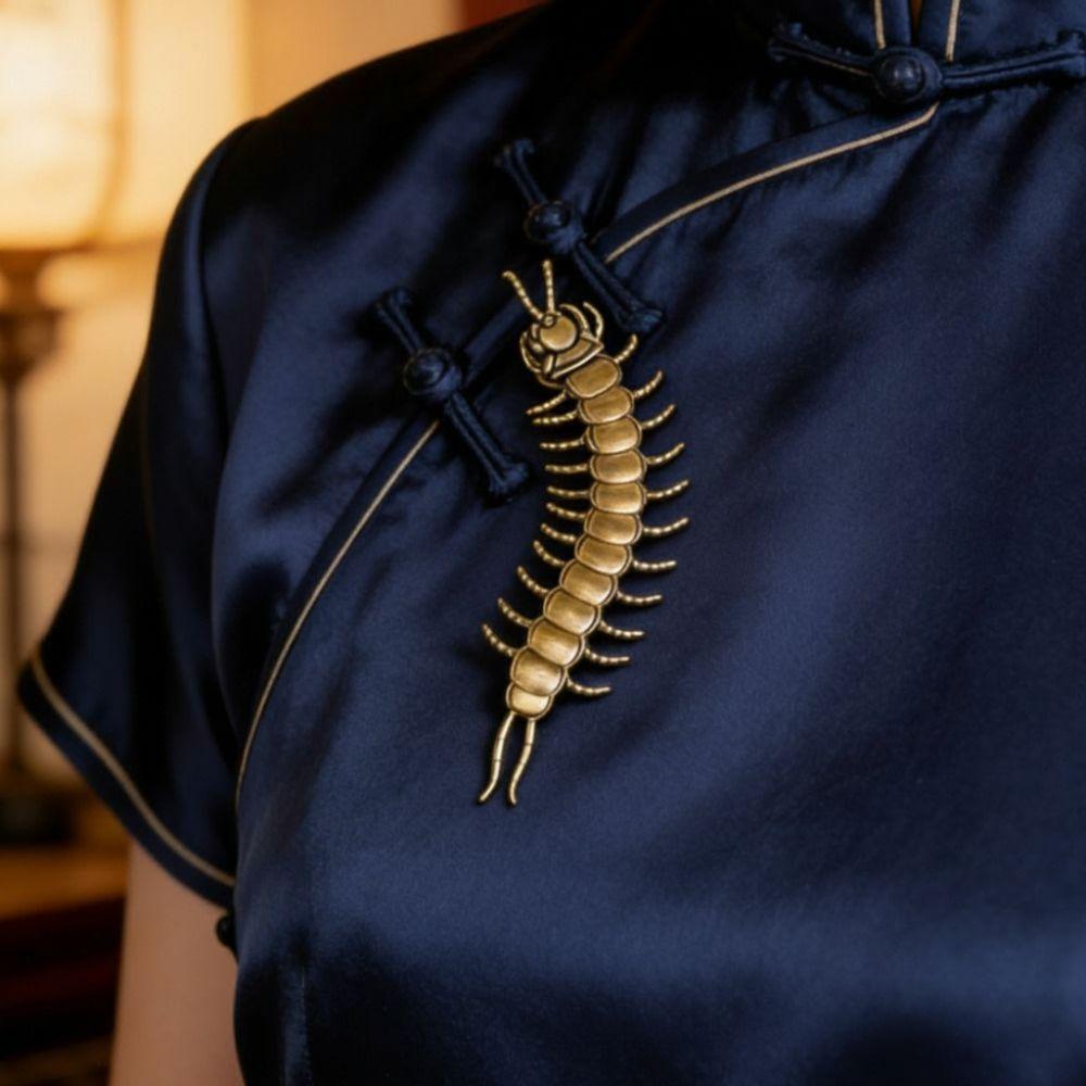 1/2pcs Punk Style Centipede Button Cover Metal Button Clip-On Centipede Button Clip for Shirt Decor
