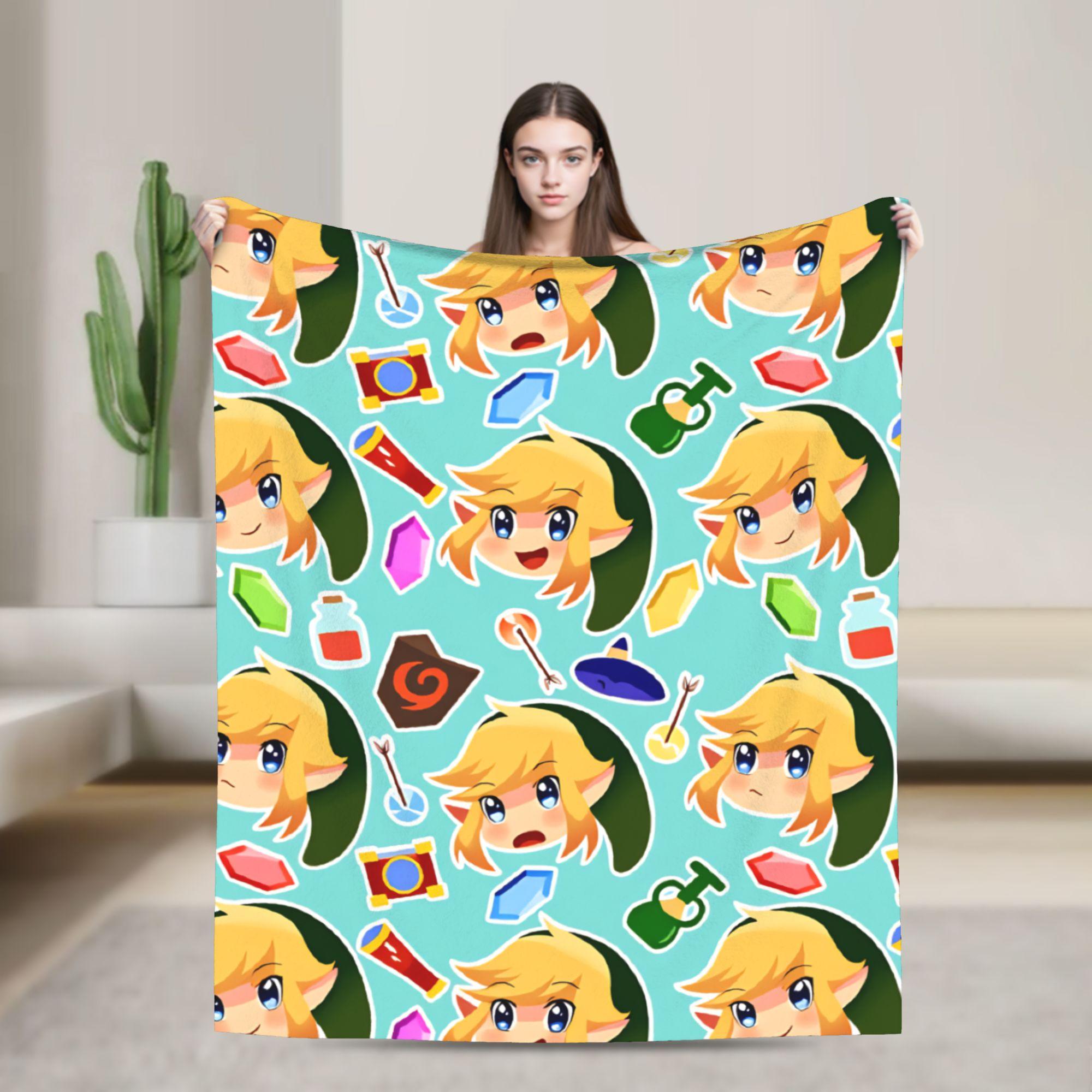 

Link Cartoon Z-Zeldas Soft Warm Blanket Decorative Plush Throw Blanket Aesthetic Couch Chair Flannel Bedspread Sofa Bed Cover 75cmx90cm