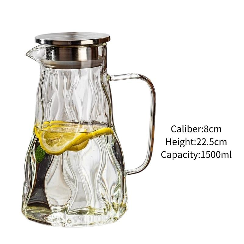 

Creative Glass Kettle With Handle,Irregular Tea Jugs With Lid,Cold Water Jug,Large Capacity Lemon Tea Kettle,Kitchen Home Tool