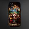 Classic Church Glass Jesus Christ Phone Case For iPhone 16,15,14,13,12,11 Plus,Pro Max, Soft Silicone Black Cover