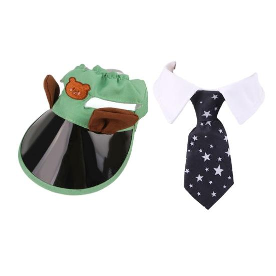 Pet Baseball Cap with Ear Holes Adjustable Cat Sun Protection Hat with Collar/Glasses Accessories for Smalls Cats Dogs