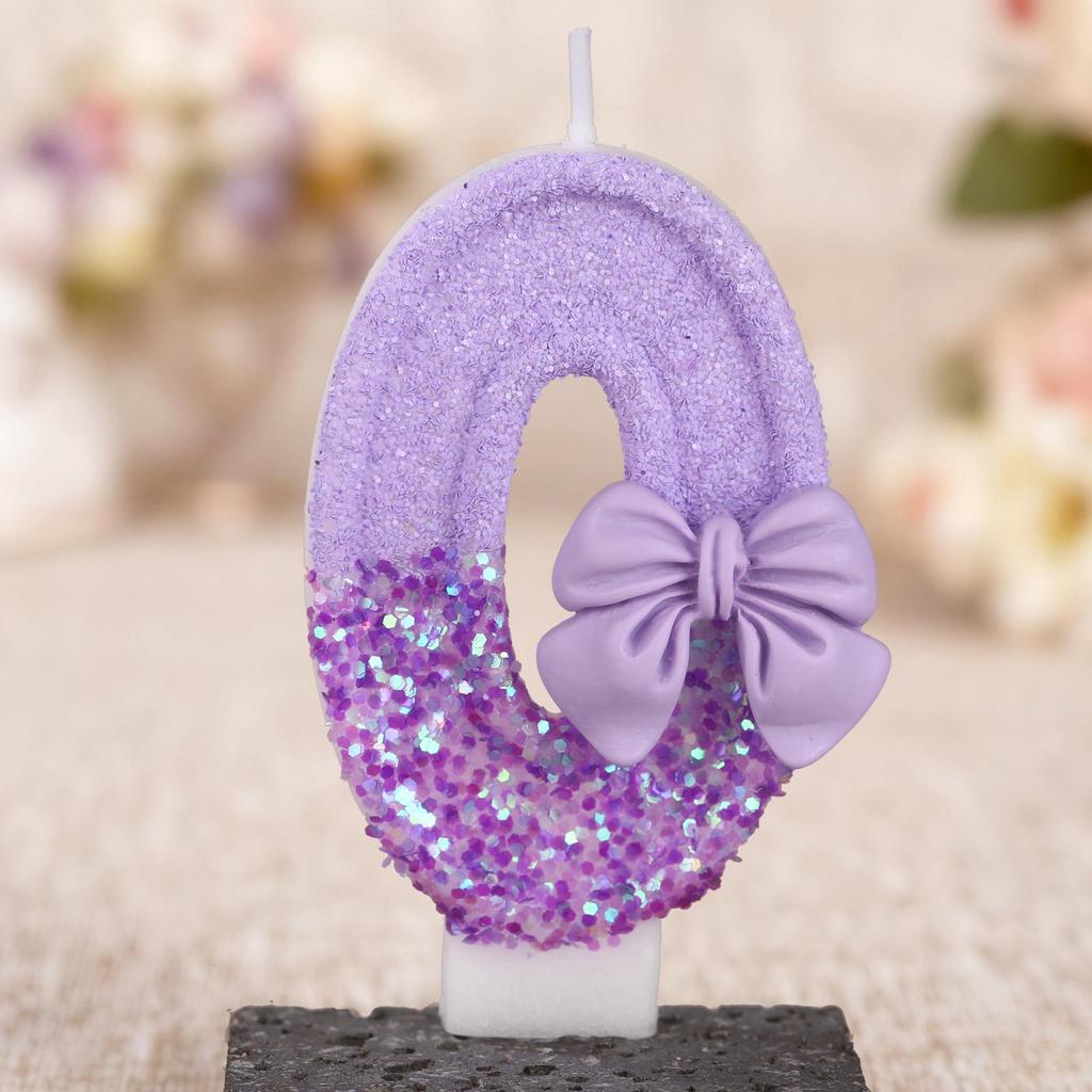 Purple Bow Digital Birthday Cake Candle