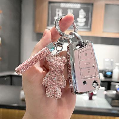 High End Side Diamonds for VW for Volkswagen Golf 7 MK7 Tiguan MK2 for SEAT Ateca Leon FR 2 Ibiza Flip Car Key Case Cover Fob