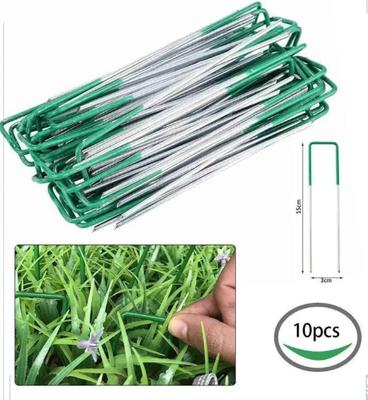 10pc U-Shaped Ground Stakes Metal Landscape Staples for Securing Weed Barrier Fabric Lawn Garden Turf 3x15cm Durable Steel Pins for Outdoor Use