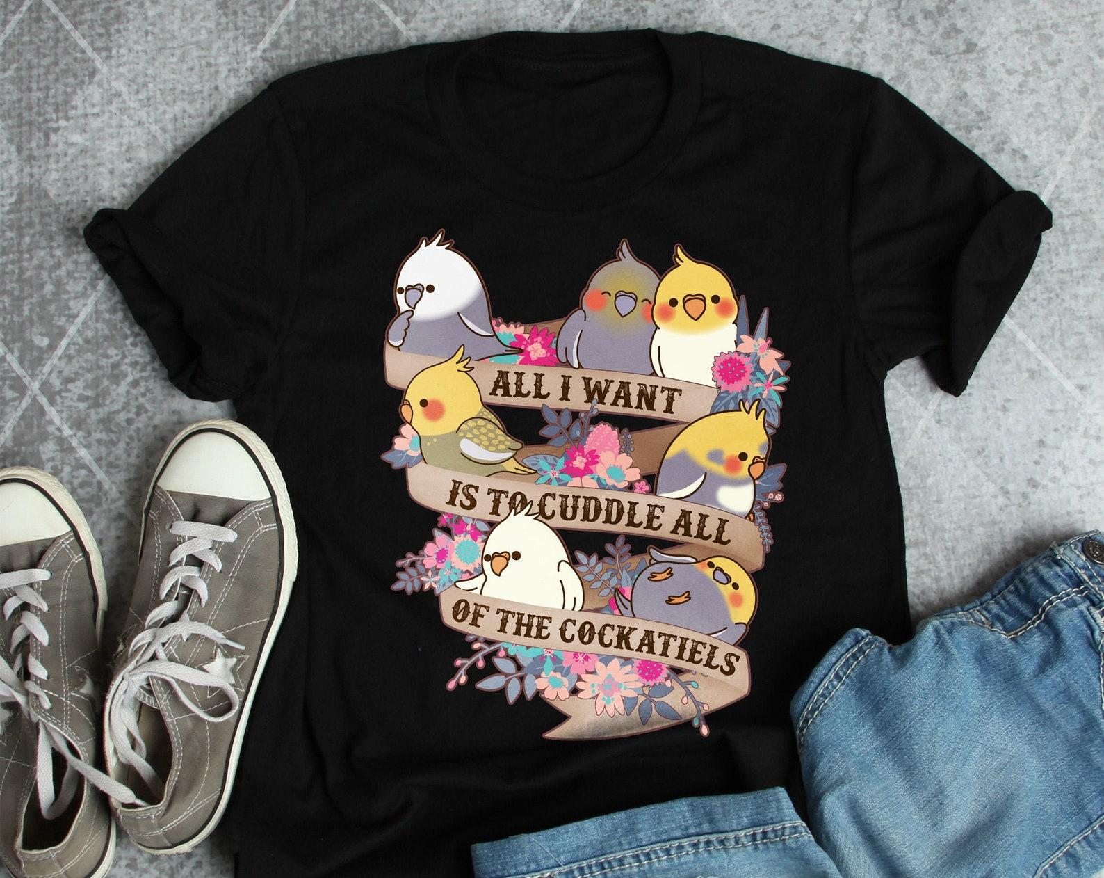 Funny Cockatiel Shirt, , Parrot Lover Gift, Cute Bird T-shirt, Funny Cockatiel Tshirt, Pet Graphic Tee, Tops, Clothing, Cuddle Banner 120
