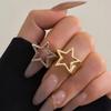 1PCS Vintage Punk Irregular Hollow Star Metal Open Rings for Women Fashion Statement Gothic Adjustable Couple Rings Y2K Wed Jewelry
