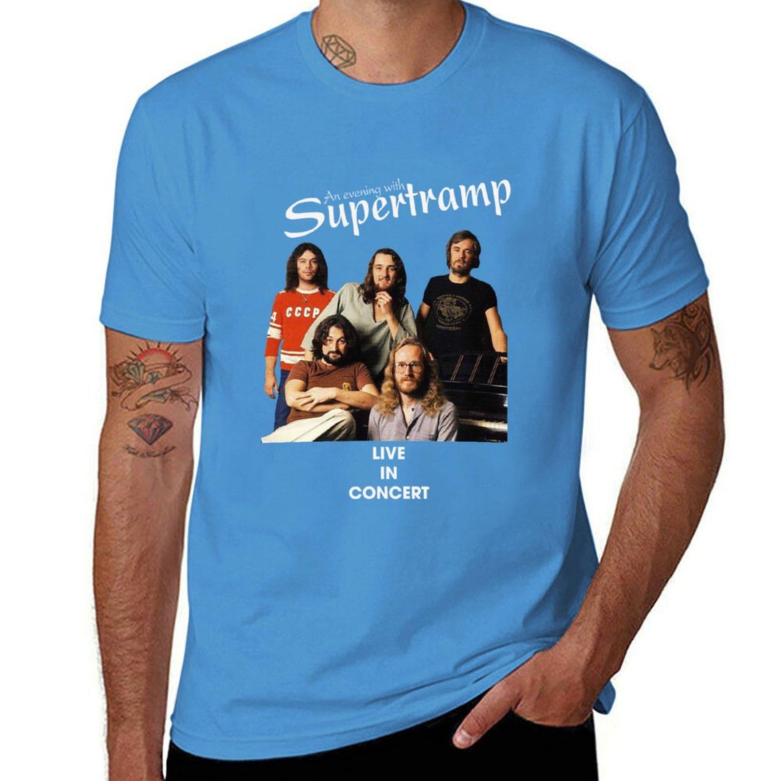 

Ретро Рок Supertramp Live in Concert Футболка хиппи одежда милые топы черные мужские футболки с принтом хип-хоп S