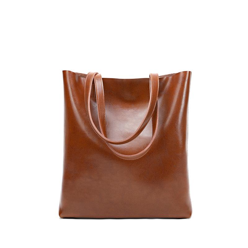 

Spring and summer new cowhide women s bags fashionable women s leather bags simple tote bags large-capacity portable shopping bags
