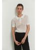 Women's 2025 Summer See-Through Short-Sleeve Knitted Top with Turn-Down Collar