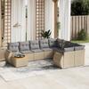 Vidaxl 10-Cz. Garden Furniture Set With Cushions, Beige, Poly Rattan