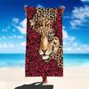 Red Rose Cheetah Microfiber Beach Towel 1Pc 2D Flat Printed Waterproof Sandproof Travel Bath Towel For Seaside Holiday
