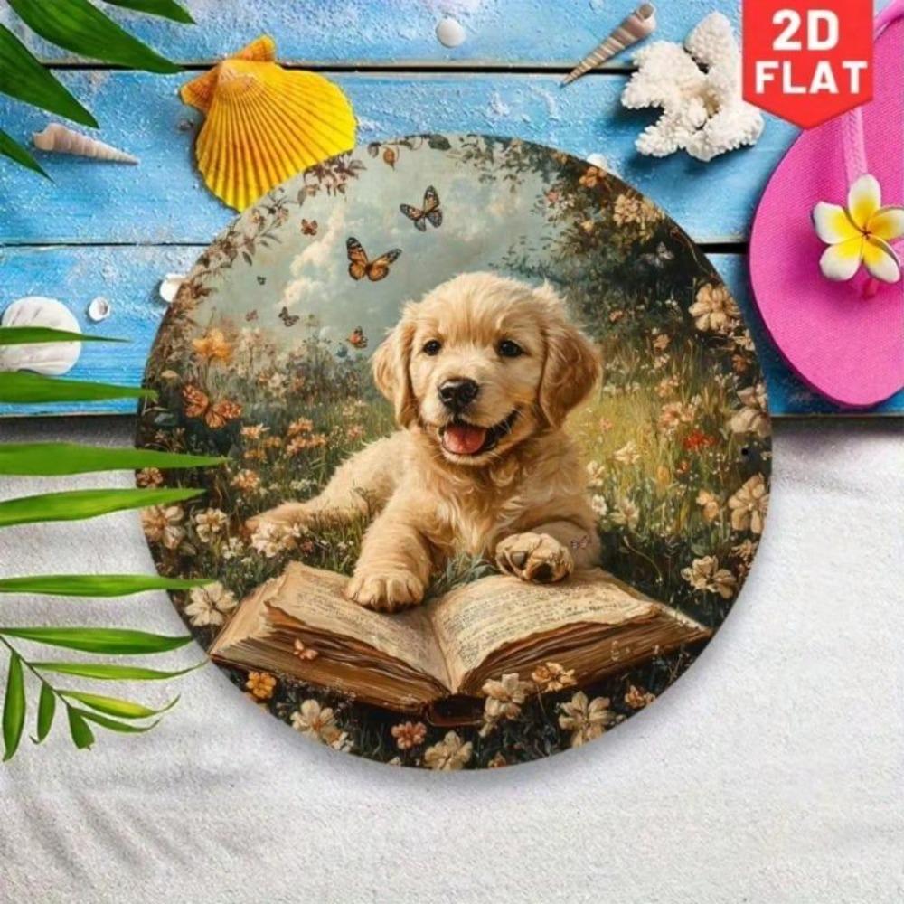 Vintage Golden Retriever Metal Art Sign, Rustic Home Decor Gift for Pet Lovers