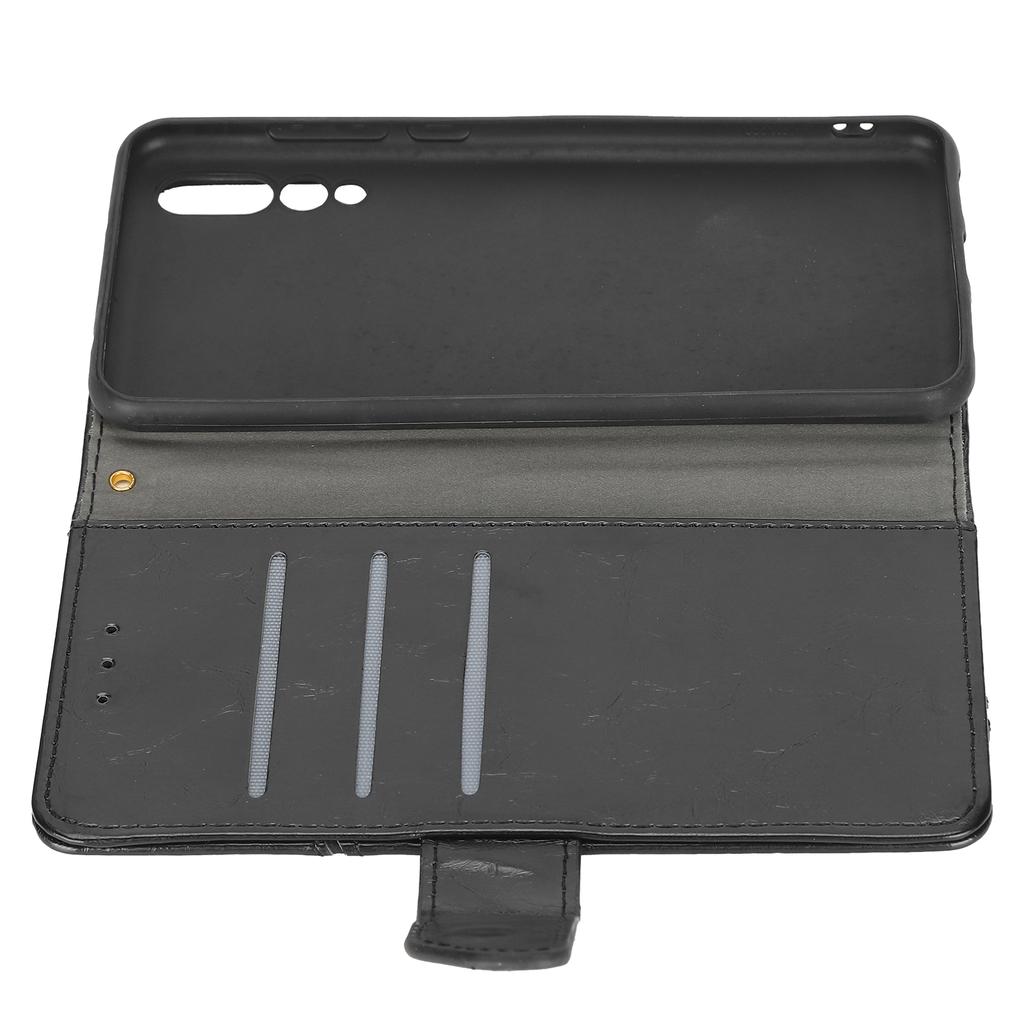 PU Leather Wallet Phone Case with Credit Card Holder Magnetic Buttons for Huawei P20 Pro Shockproof Cover