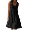 Summer Women's Plus Size Women O-Neck Sleeveless Ruffles Mini Dress Boho Solid Beach Sundress Oversized Loose Dress