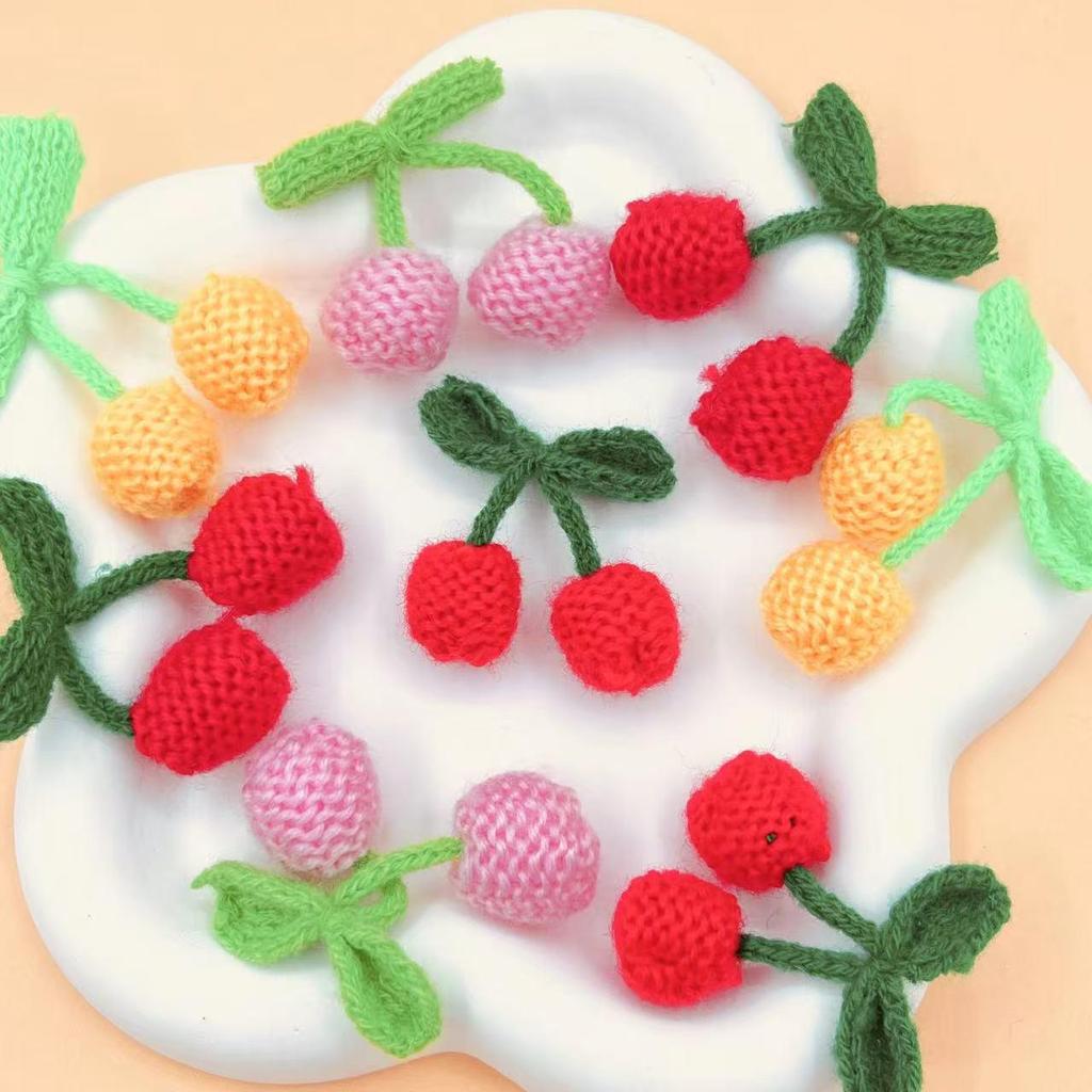 Cherry 3D Knitted Wool Yarn for DIY Jewelry, Socks, Hats, Toys, Keychains, and Decorative Accessories