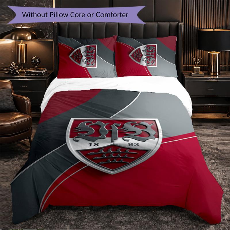 Set Biancheria da Letto Calcio VfB Stuttgart 3 Pezzi Morbido Set Copripiumino con Federe Set Decorazione Camera da Letto per la Casa