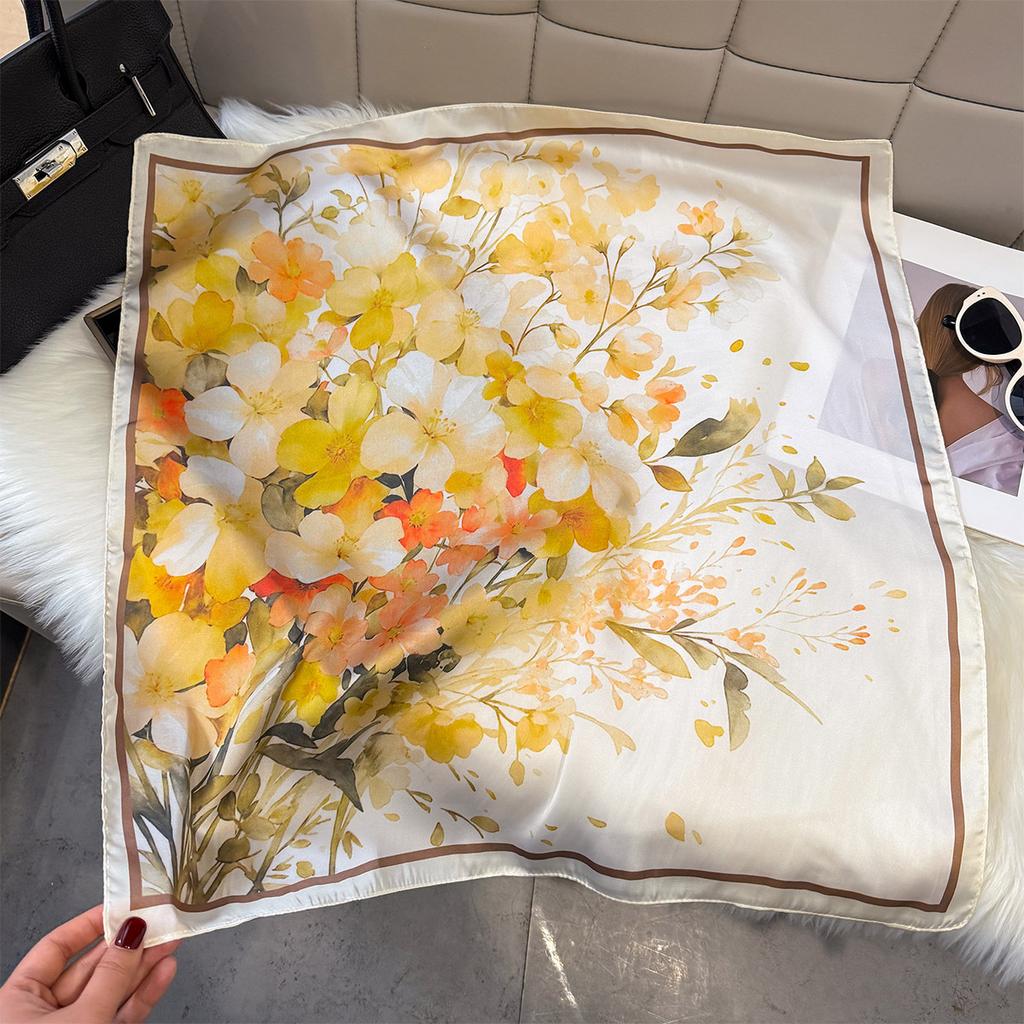 Summer New Versatile Neck Scarf Multi-Functional Commuting Silk Sun Protection Decorative Neck Foulard Square Shawl Bufanda