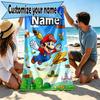 Custom Name Personalized Super Mario Print Beach Towel, for Trip Camping Beach Party Home Decor, Birthday Gift for Family & Friends