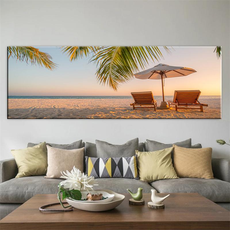 Maldives Island Beach Tropical Landscape Palm Trees Canvas Painting Posters and Prints Wall Art Living Room Home Decor No Frame
