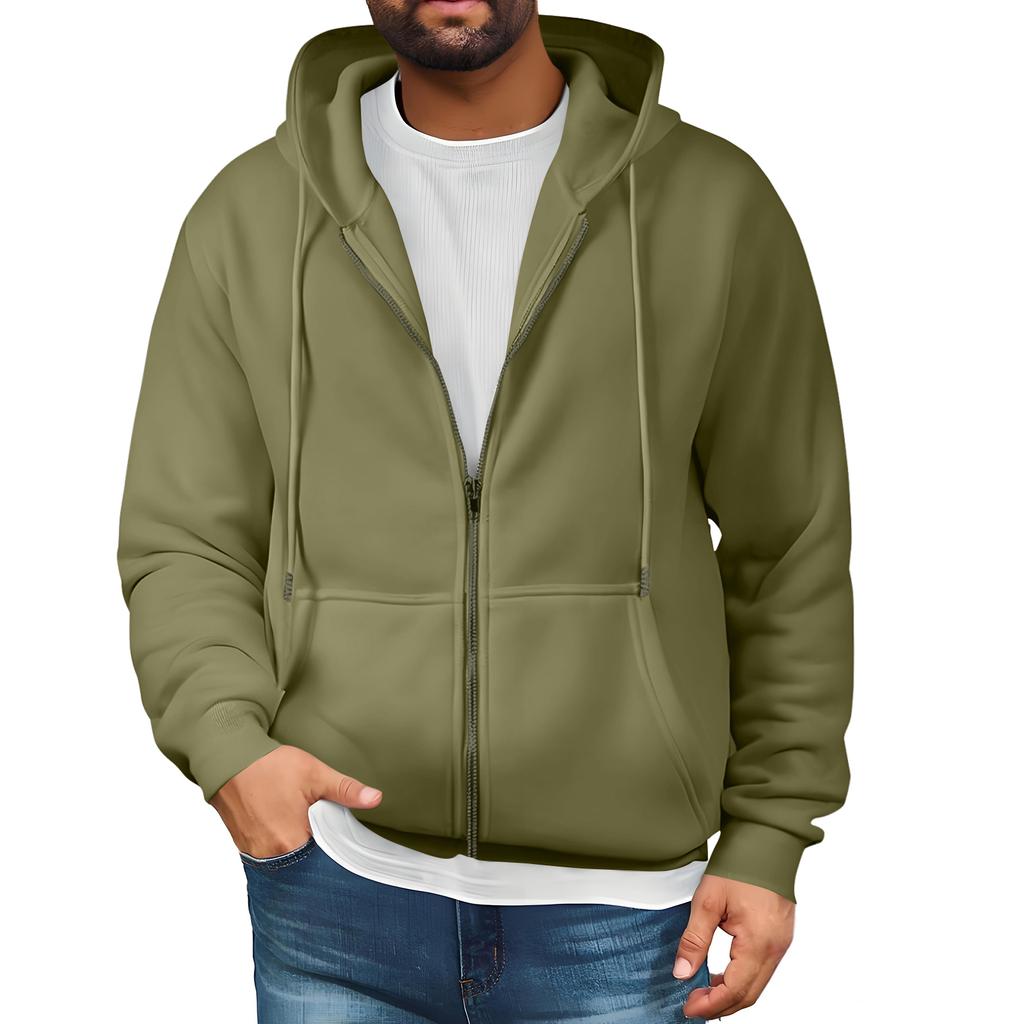 Mens Full Zip Hooded Drawstring Hoodies Pullover Sweatshirts Casual Long Sleeve Shirts