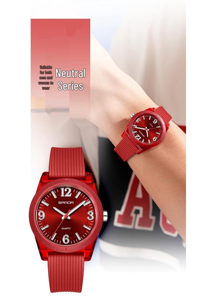 Sanda TEMU Hot-Selling Waterproof Quartz Luminous Student Watch with Thin Transparent Case for Children