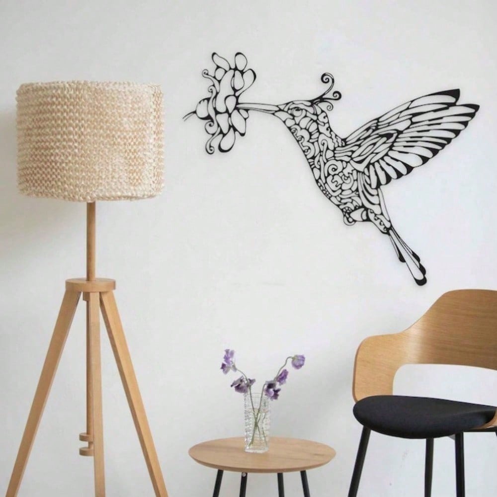 1Pc Hummingbird Metal Wall Art, Handmade Iron Sculpture for Indoor Outdoor Home Decor & Holiday Gift