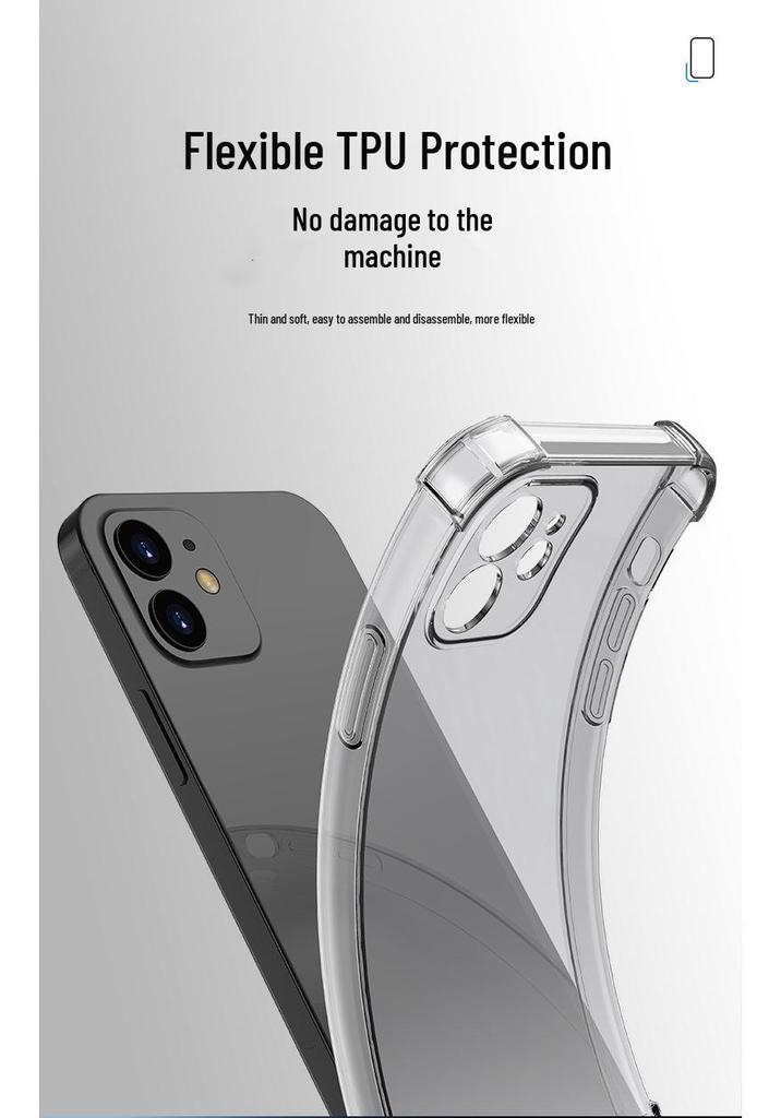 Transparent Soft Shell Case for iPhone 13, 14, 15, 16, and 17: Ultra-Thin, Anti-Fall, Four-Corner Protection