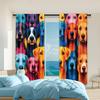 2 Pcs   Versatile Polyester Transparent Curtains for Home Decoration Colorful Labrador Dog for Use In Bedrooms and Living Rooms