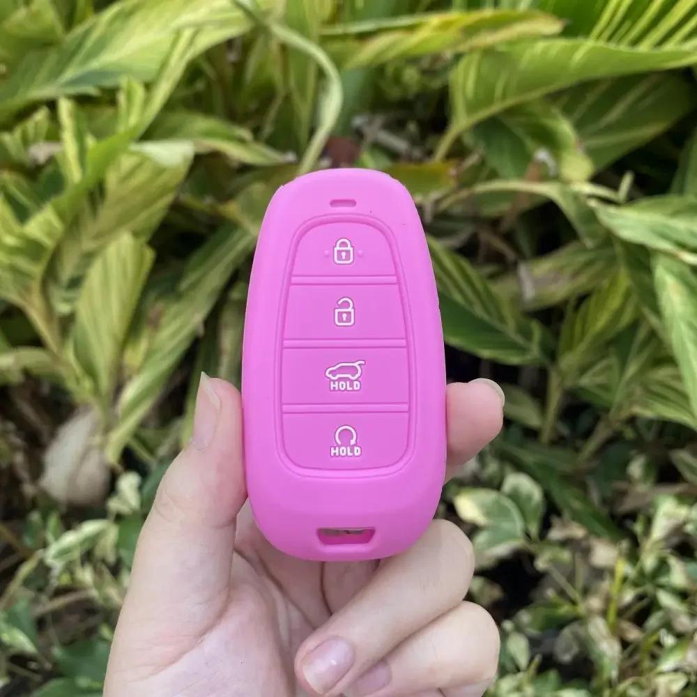 

4 Buttons Silicone Car Fob Key Case Cover Skin Protector Shell Rubber Bag Holder for Hyundai Nexo Sonata Keychain Accessories