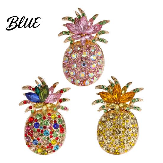 Tropical Fruit Pin Women Brooch Dazzling Rhinestones Inlaid 3D Pineapple