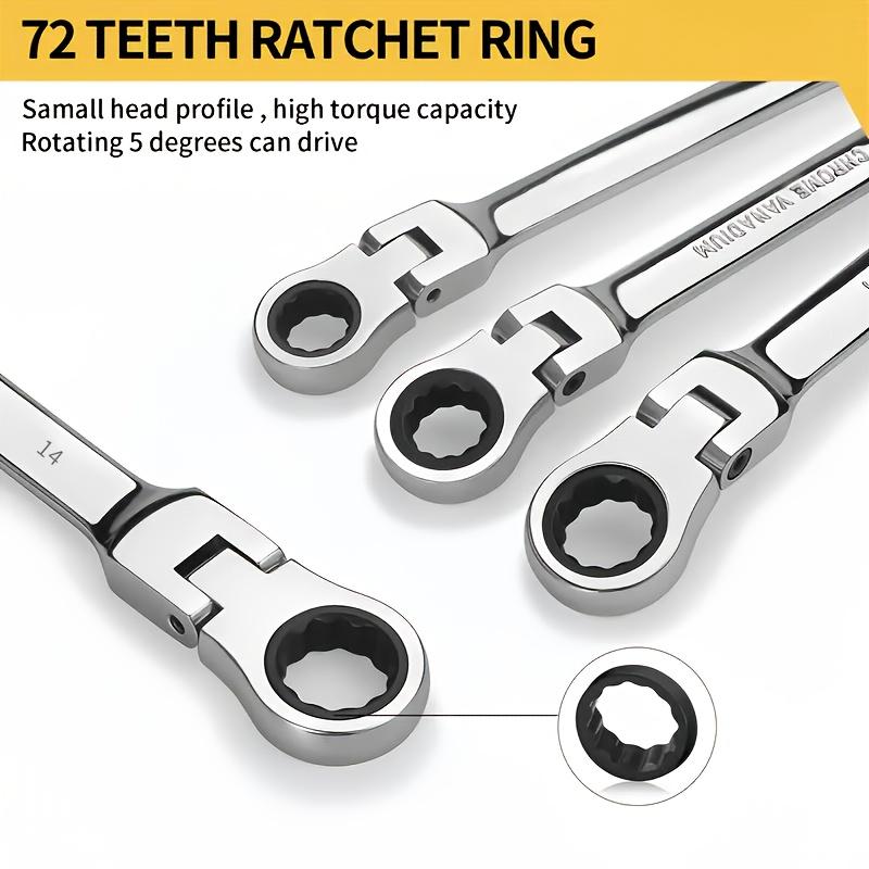 Multi-Functional Ratchet Wrench, 72 Teeth, 180 ° Rotational Design, Durable Chromium-Vanadium Steel, Suitable for Automobile Maintenance, Bicycles