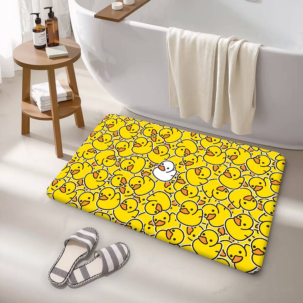 Yellow Duck Cartoon Pattern Floor Carpet Nordic Style Home Doormat Bathroom-Toilet Mats Bedroom Bedside Mats