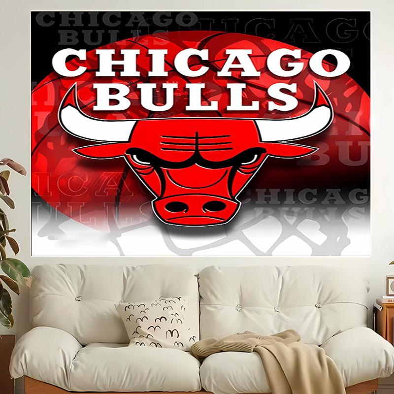 1pc Chicago Bulls logo Tapestry, Living Room, Bedroom, Office, Party Decor, Ideal Festive Gift