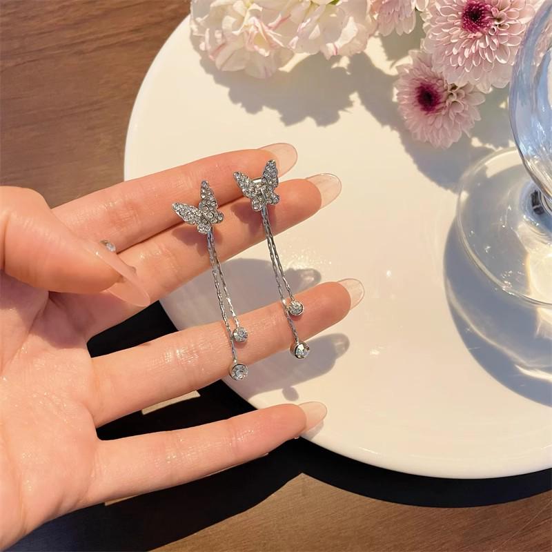 Unique 925 Silver Butterfly Zircon Pearl Stud Earrings for Women - High-End Fashion Jewelry
