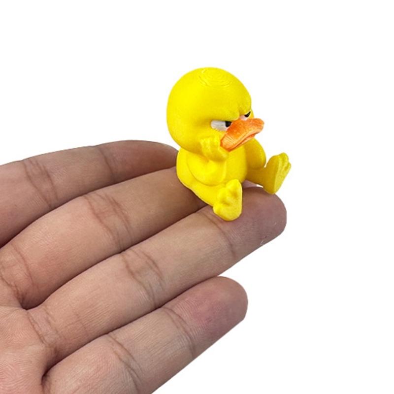 2pcs 3D Printed Angry Duck Figurine Home Decoration Gift For Kids Cartoon Yellow Duck Desktop Shelf Ornament