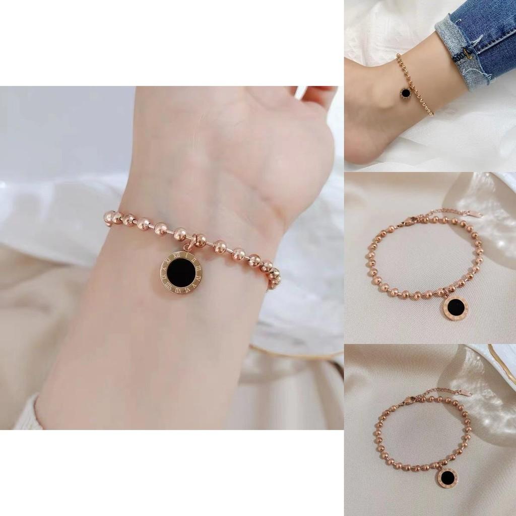 Fashionable Rose Gold Titanium Steel Women's Bracelet With Geometric Shapes