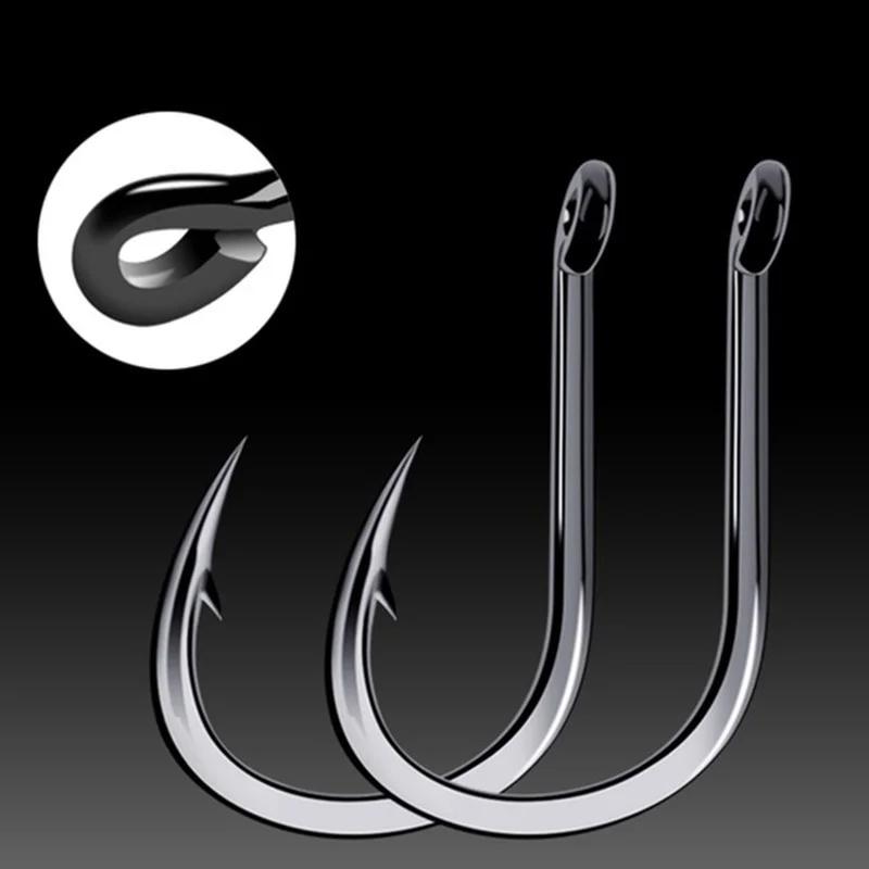 100pc/lot Fishing Hooks Double Bait Holder Barbed Fishhooks Long Shank Carbon Steel Sharp Fishhook Beach and Live Bait Fishhooks