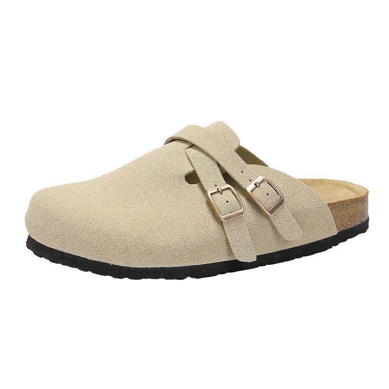 2026 Новые мужские домашние тапочки Осень Зима Ретро Замшевые Удобные Ленивые Туфли Декор Пряжкой Повседневные Домашние Сандалии Для Ежедневного Использования 36 хаки 5500₽