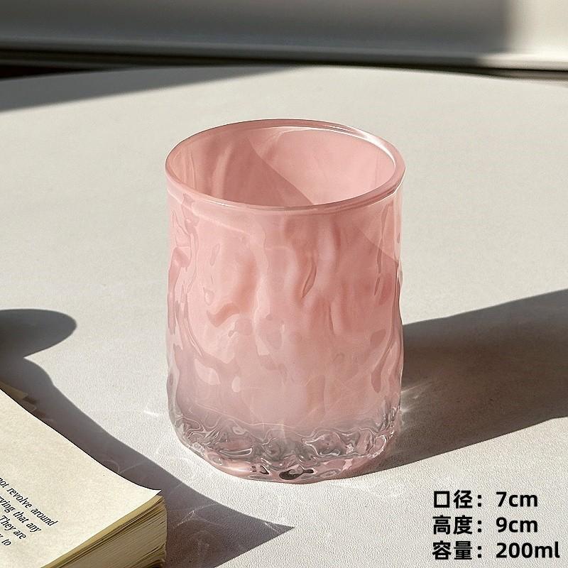 Cherry Blossom Pink Crystal Glass Cup,, Hammer Patterned Whiskey Glass, Ladies High-value Juice Coffee Cups, Cold Beer Glass 101-200ml