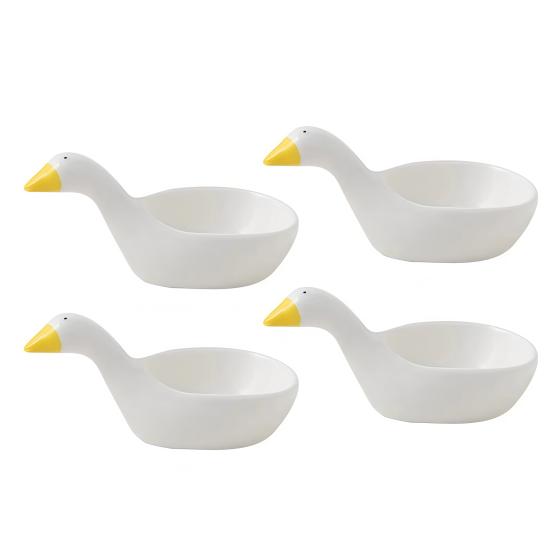 Goose Ceramic Sauce Dish Set Cute Embossed Soy Sauce & Condiment Plates for Sushi Dumplings & Hot Pot Elegant Home Decor Practical Dipping Bowls